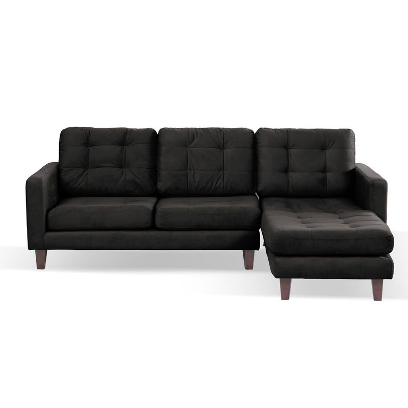 LATAM HOME - Sofá Seccional Derecho NapolesTela Velvet Negro