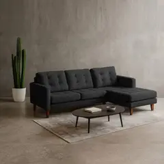 LATAM HOME - Sofá Seccional Derecho NapolesTela Velvet Negro