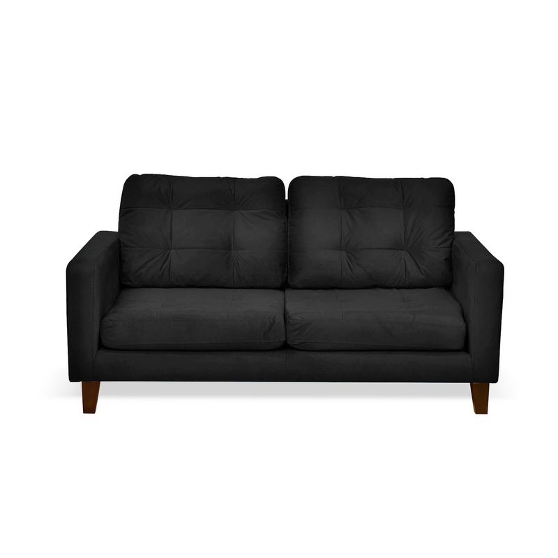 LATAM HOME - Sofá Napoles 2 Cuerpos Tela Velvet Negro