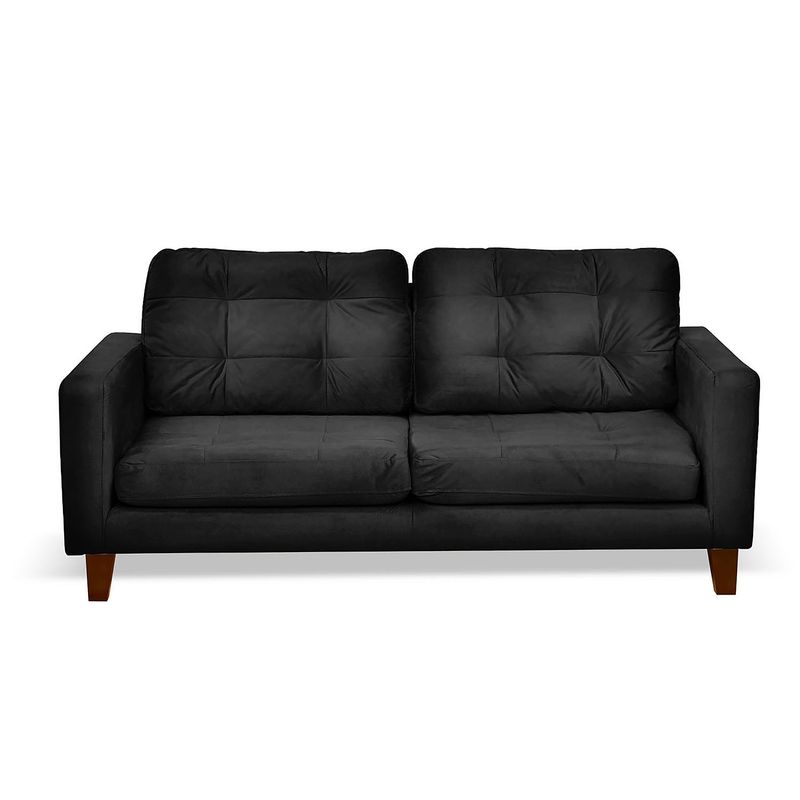 LATAM HOME - Sofá Napoles 3 Cuerpos Tela Velvet Negro