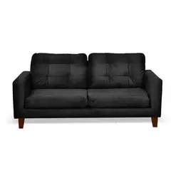 LATAM HOME - Sofá Napoles 3 Cuerpos Tela Velvet Negro