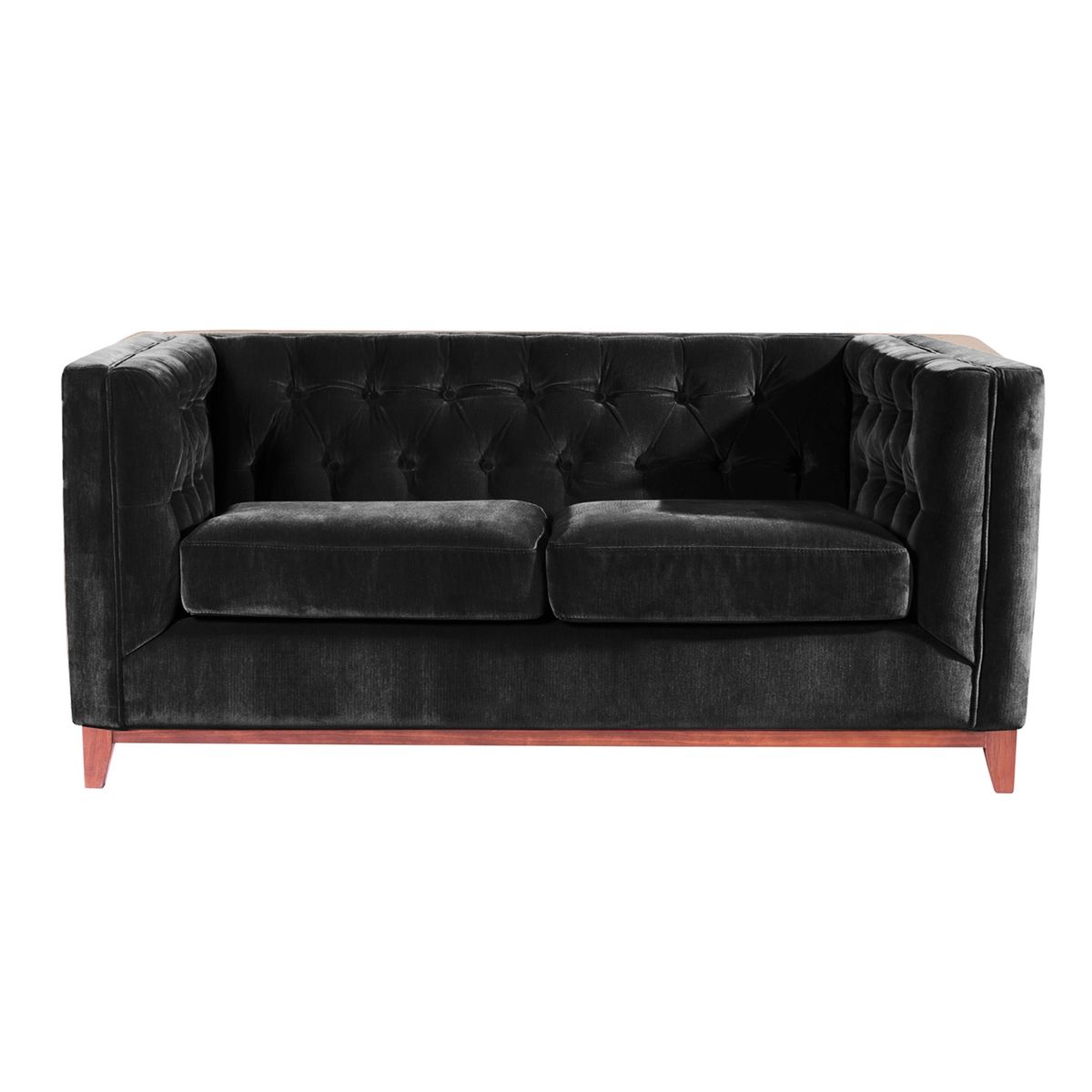 LATAM HOME - Sofa Roma 2 Cuerpos Capitoné Tela Velvet Negro