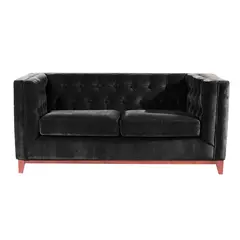 LATAM HOME - Sofa Roma 2 Cuerpos Capitoné Tela Velvet Negro