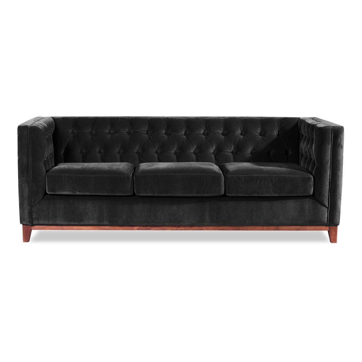 LATAM HOME - Sofa Roma 3 Cuerpos Capitoné Tela Velvet Negro