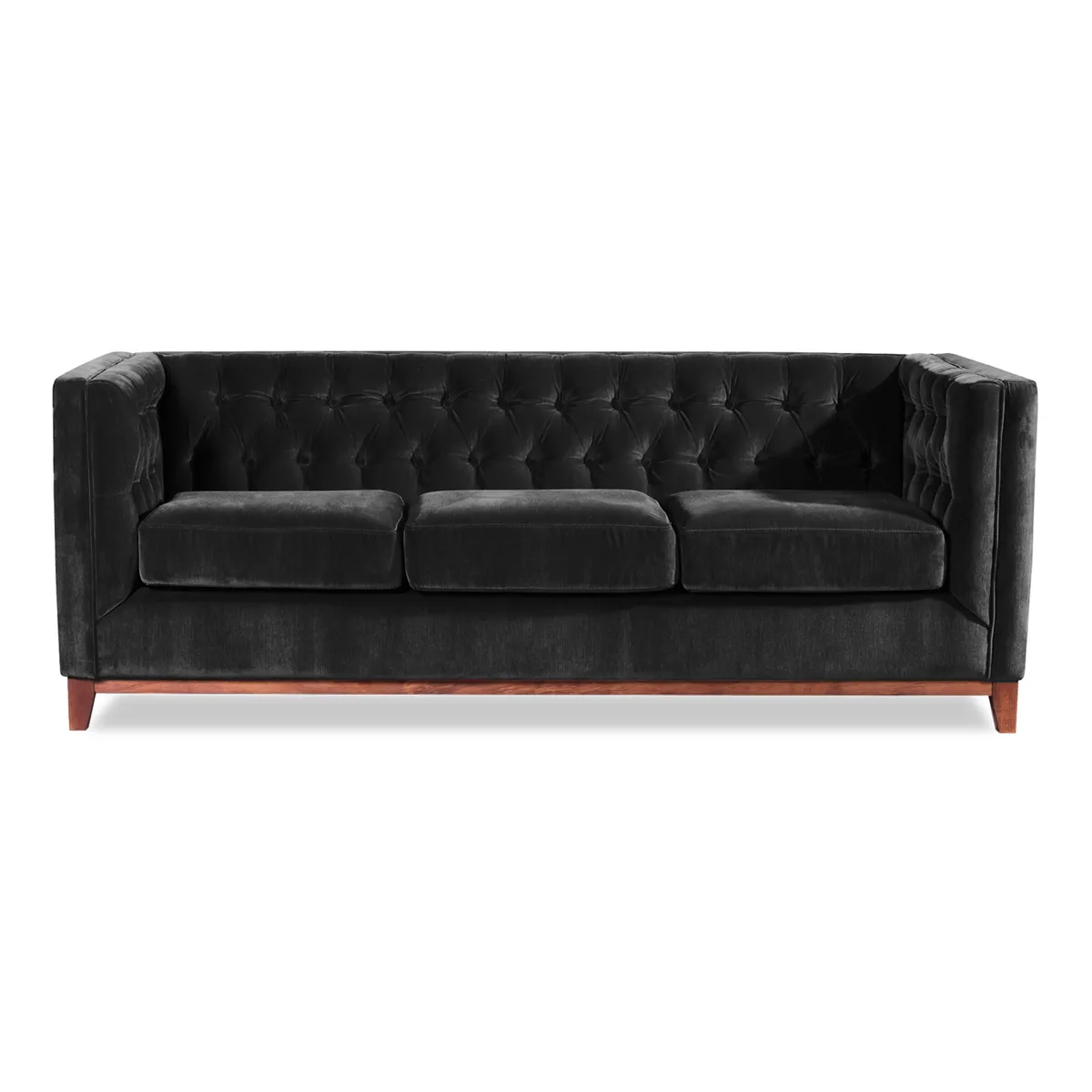 LATAM HOME - Sofa Roma 3 Cuerpos Capitoné Tela Velvet Negro