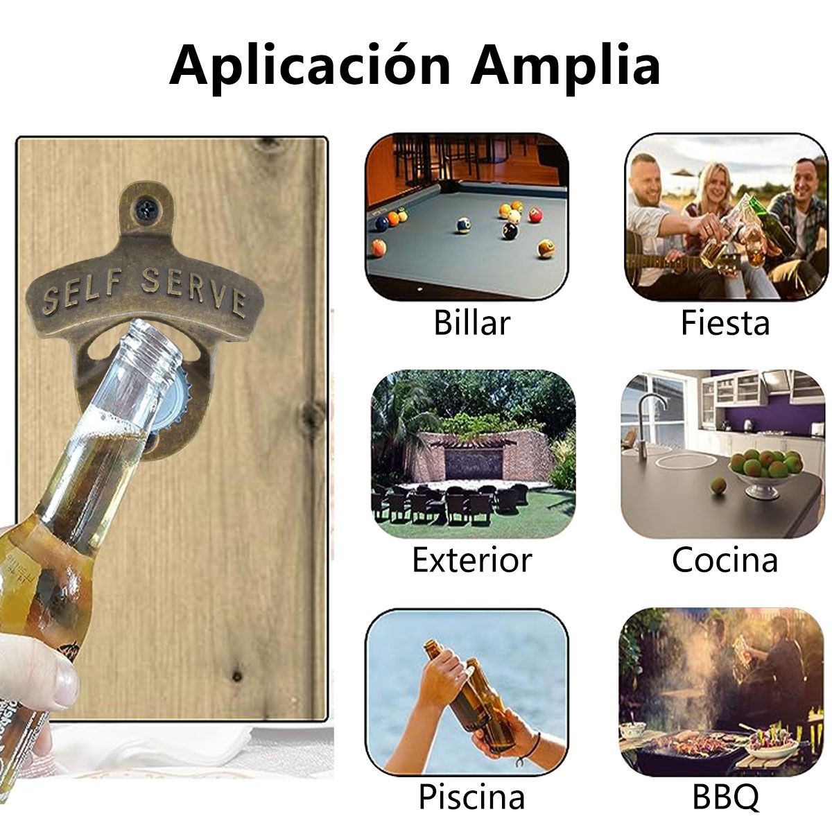 AIZO - 10pcs Destapador Botellas Cerveza Rustico Pared Metálico Pack 10