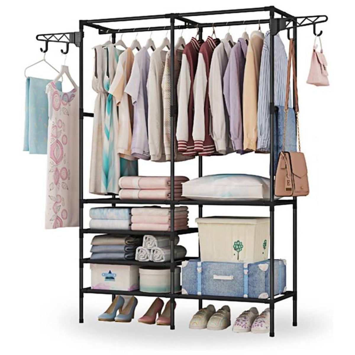 U BUY - Estante de ropa para ropa armario de ropa de 6 niveles para dormitorio