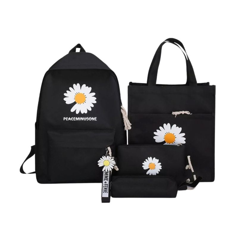 SANTU HOME & DECO - Set De Mochilas Margarita 4 piezas Negro