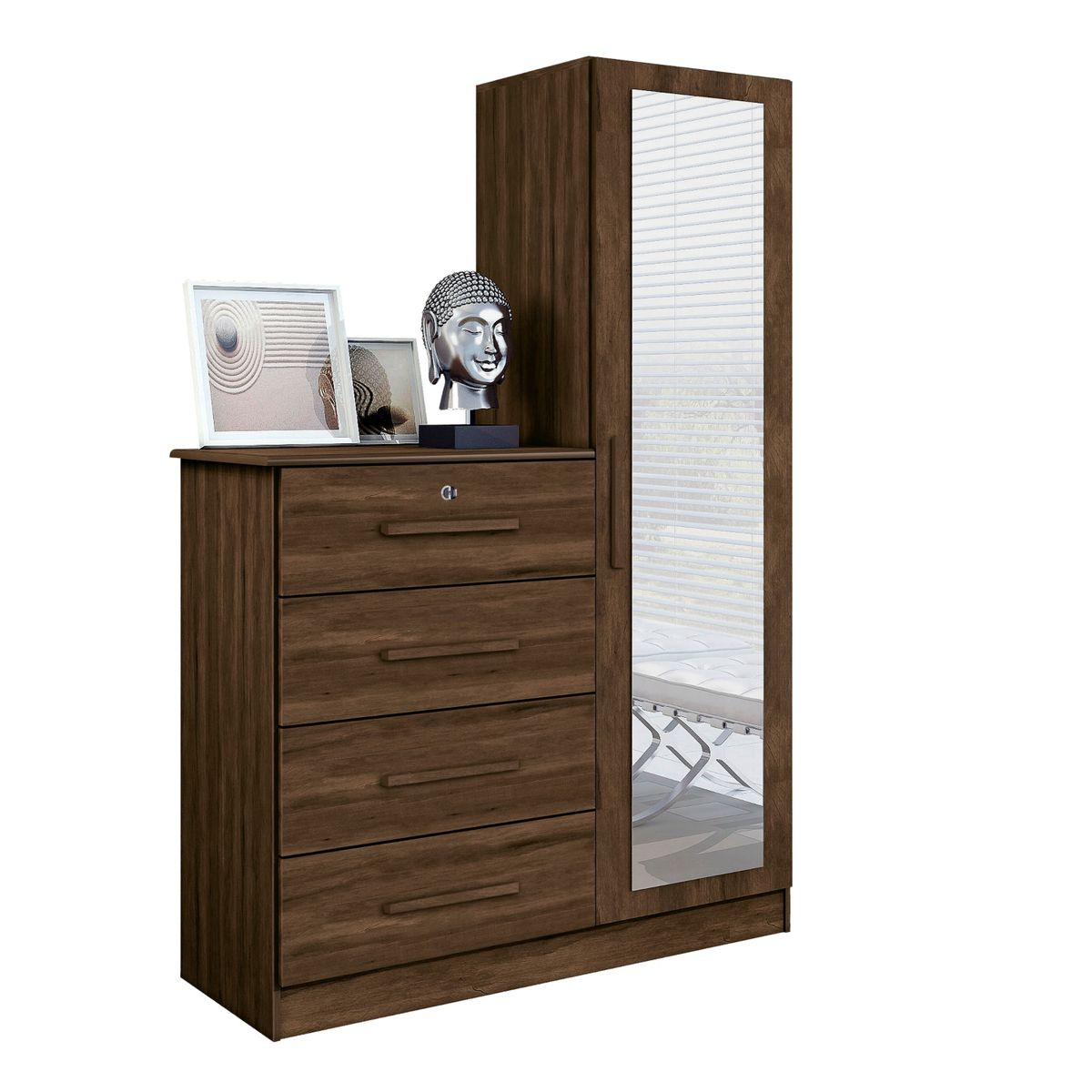 TAHUARI - Comoda cajon con llave y espejo Belize cedro