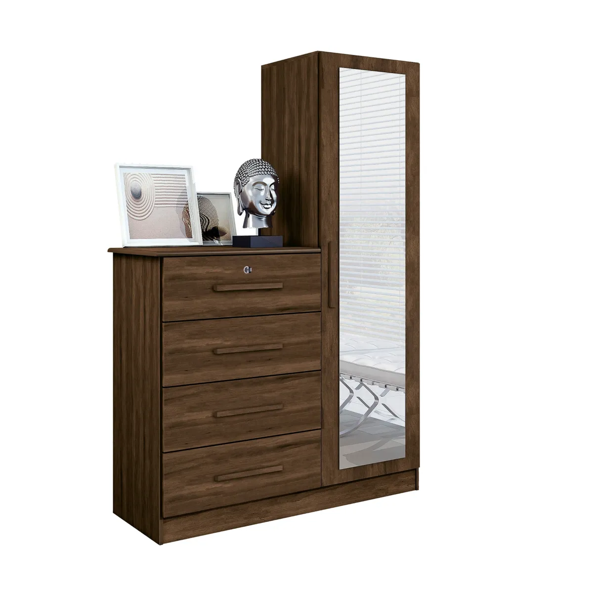 TAHUARI - Comoda cajon con llave y espejo Belize cedro