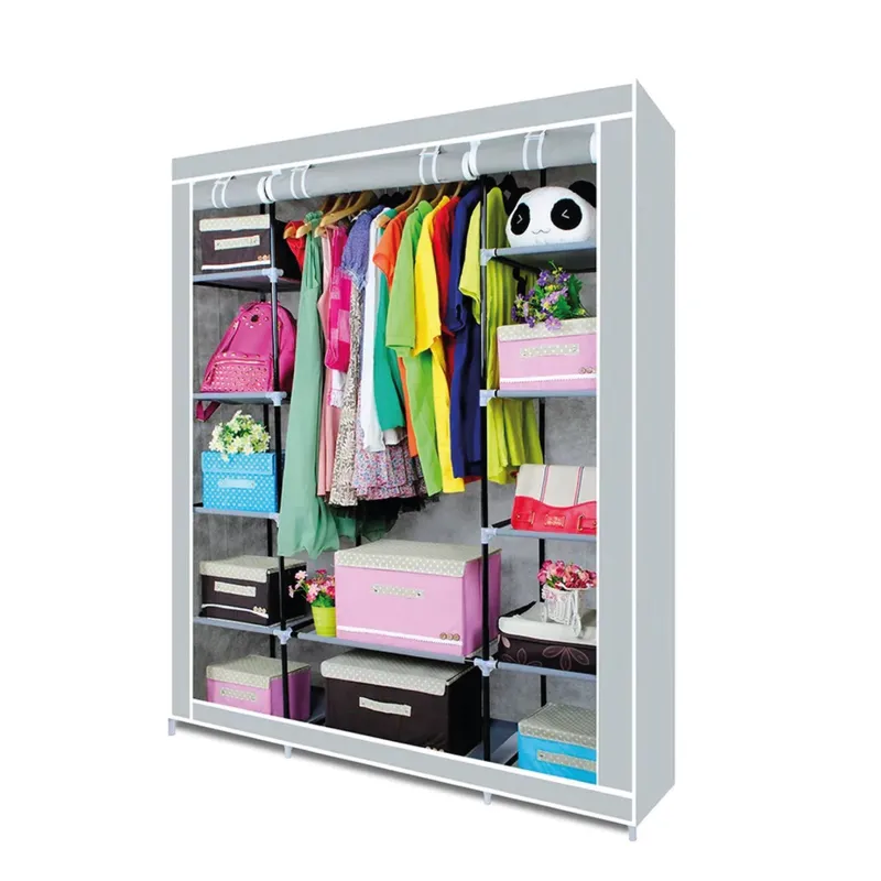 LUMAX - Closet Armable y Portatil de Tela 150x45x175 cm Color Gris