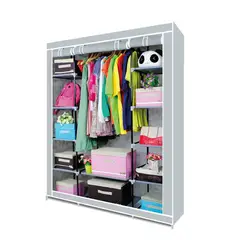 LUMAX - Closet Armable y Portatil de Tela 150x45x175 cm Color Gris
