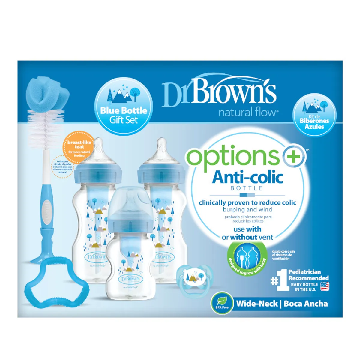 DR BROWN'S - Set De Recién Nacido Boca Ancha Dr Brown´s Options Azul