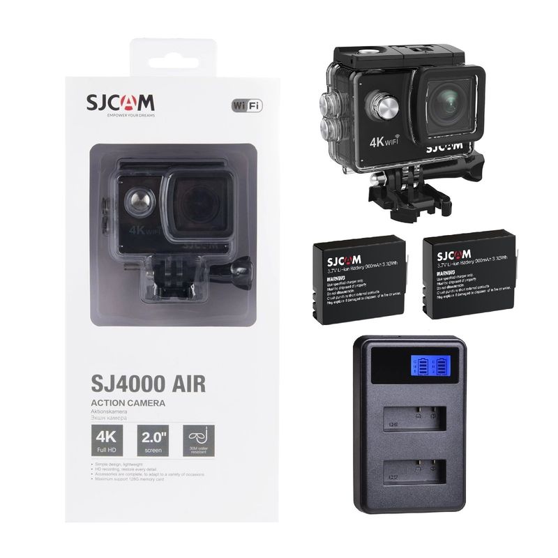 SJCAM - Cámara Deportiva SJCAM SJ4000 AIR 4K WIFI 2 baterias y cargador LED