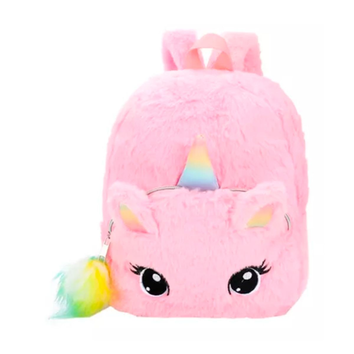 GENERICO - Mochila Unicornio Infantil Peludita Rosa Claro