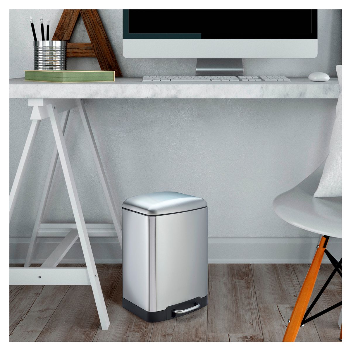 INSPIRACCI - Basurero Rectangular 12 L Acero Inox Gris