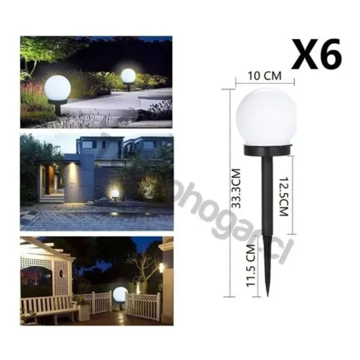 GENERICO - Estaca Solar Globo X6 Jardin Foco Led Exterior Decoracion
