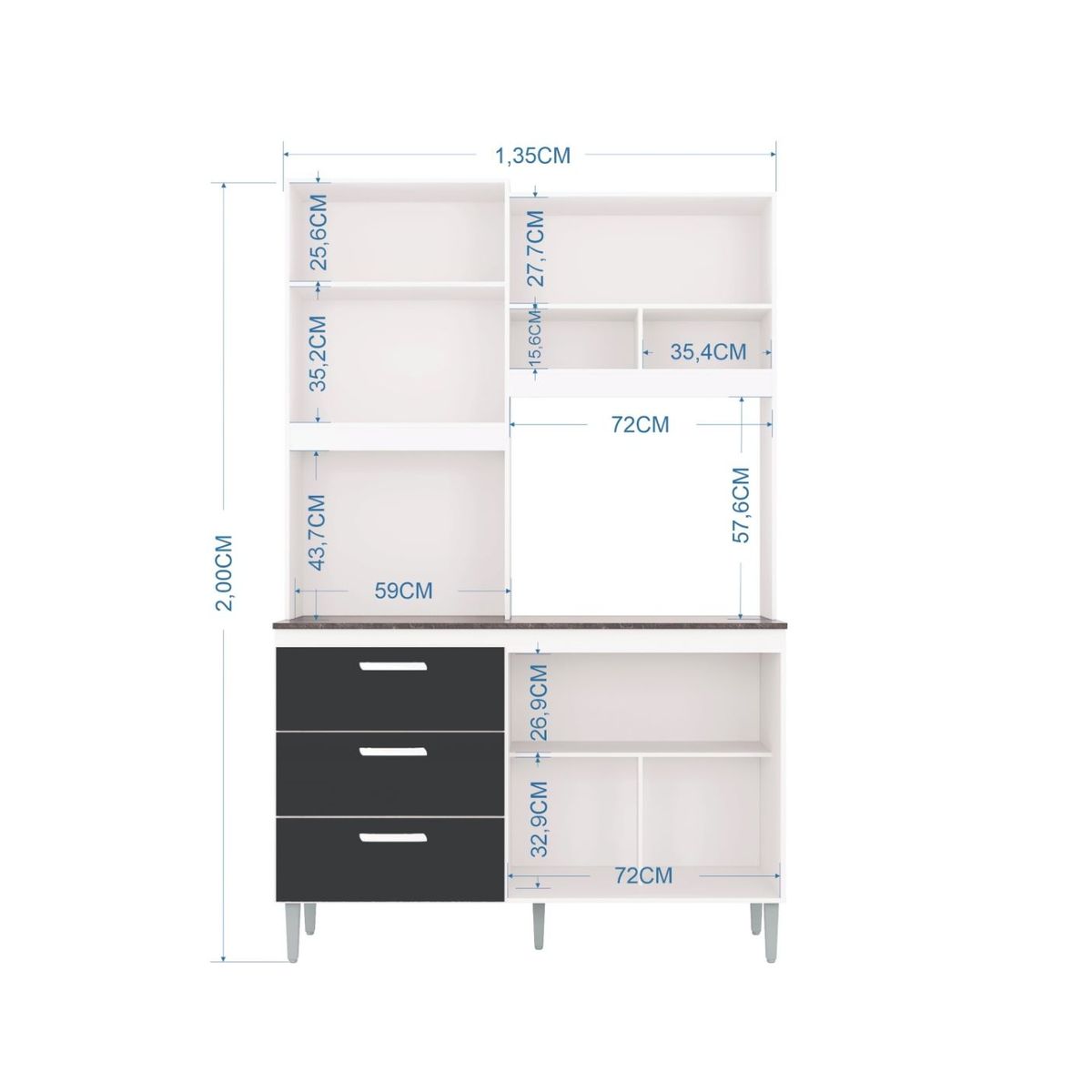 TAHUARI - Mueble de cocina Pilar blanconegro