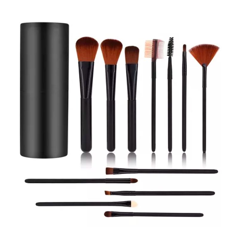 GENERICO - Set 12 Brochas Para Maquillaje Profesional Negro