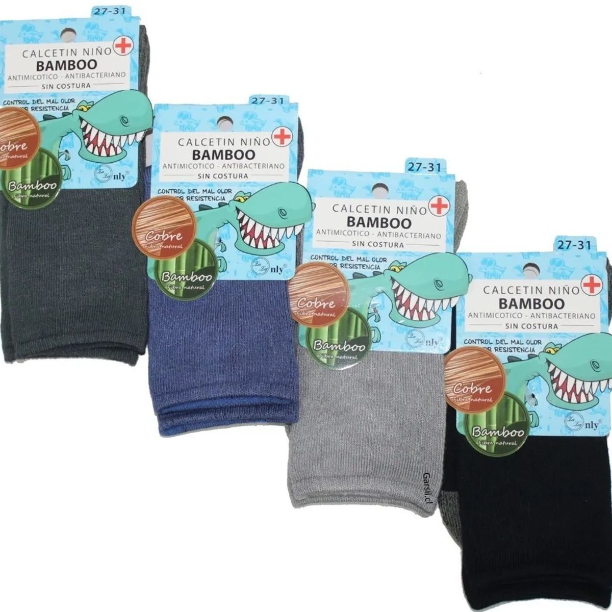 GENERICO - 12 Pares de Calcetines Con Bambú + Cobre Para Niño - Sin Costuras