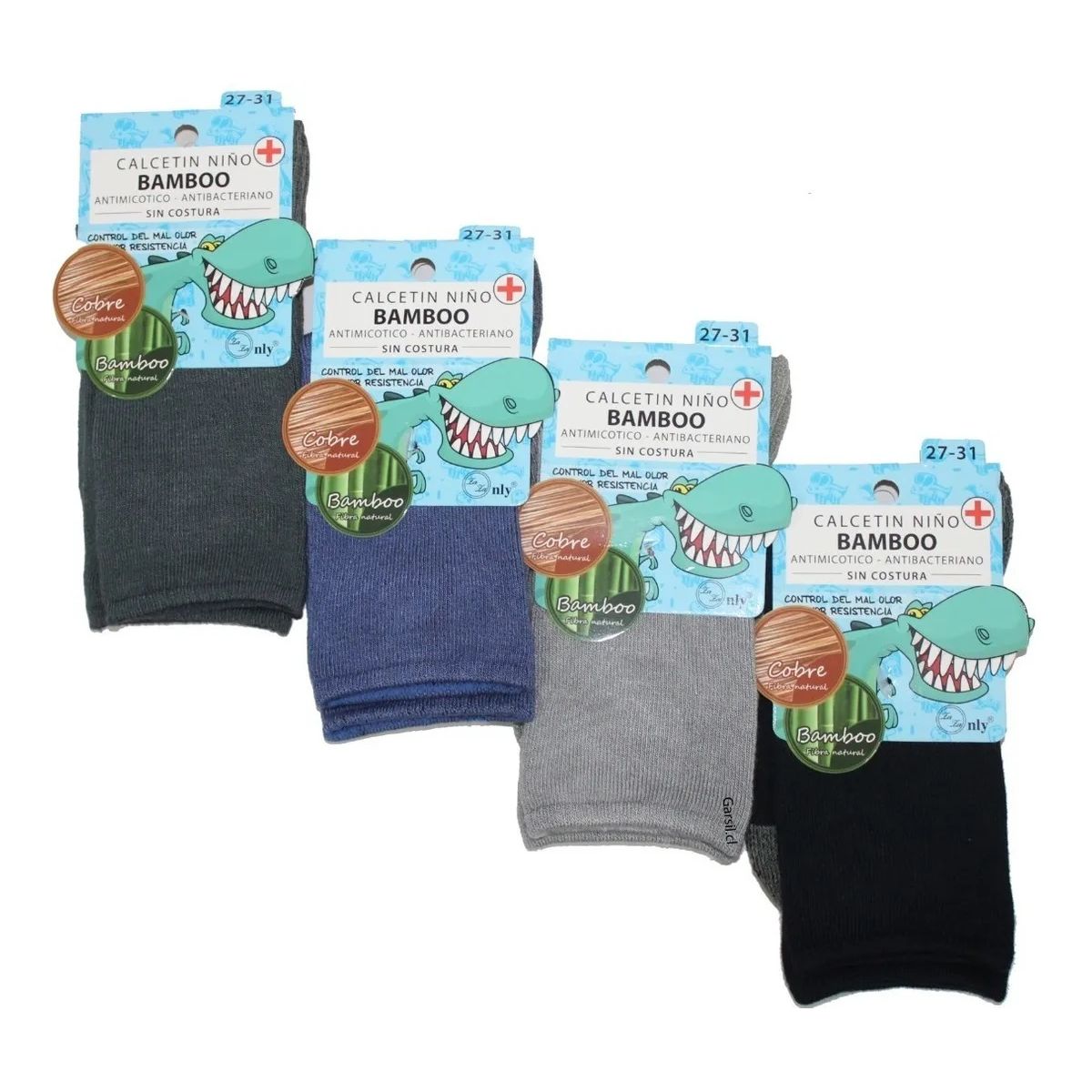 GENERICO - 12 Pares de Calcetines Con Bambú + Cobre Para Niño - Sin Costuras
