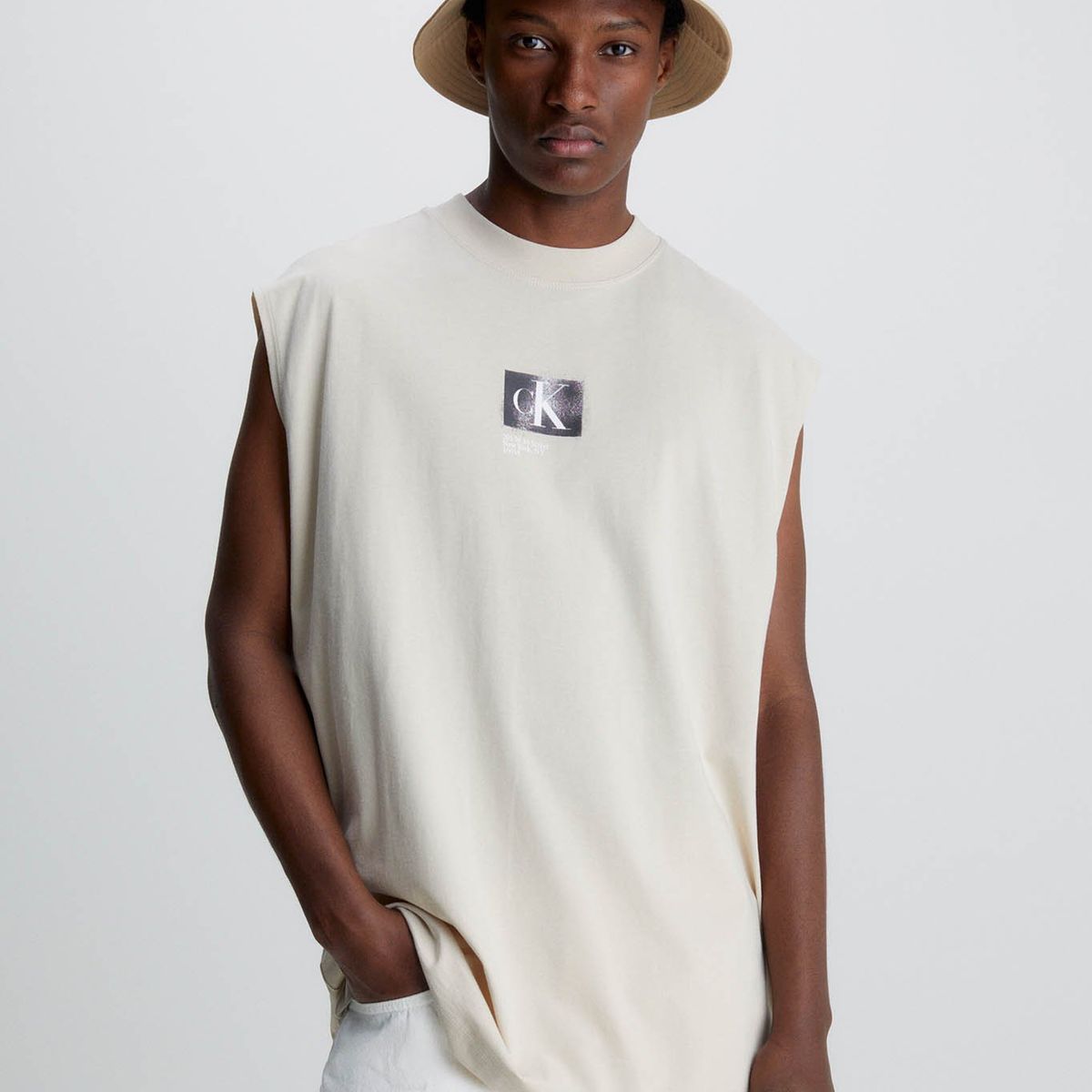CALVIN KLEIN - Camiseta de tirantes oversize Beige Calvin Klein