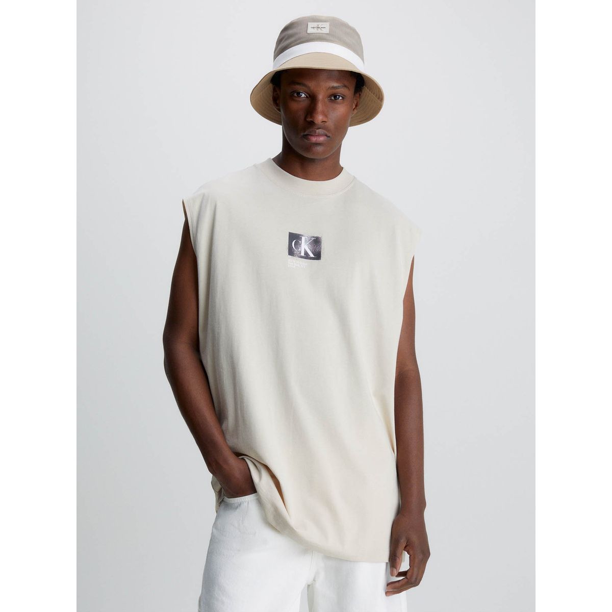 CALVIN KLEIN - Camiseta de tirantes oversize Beige Calvin Klein