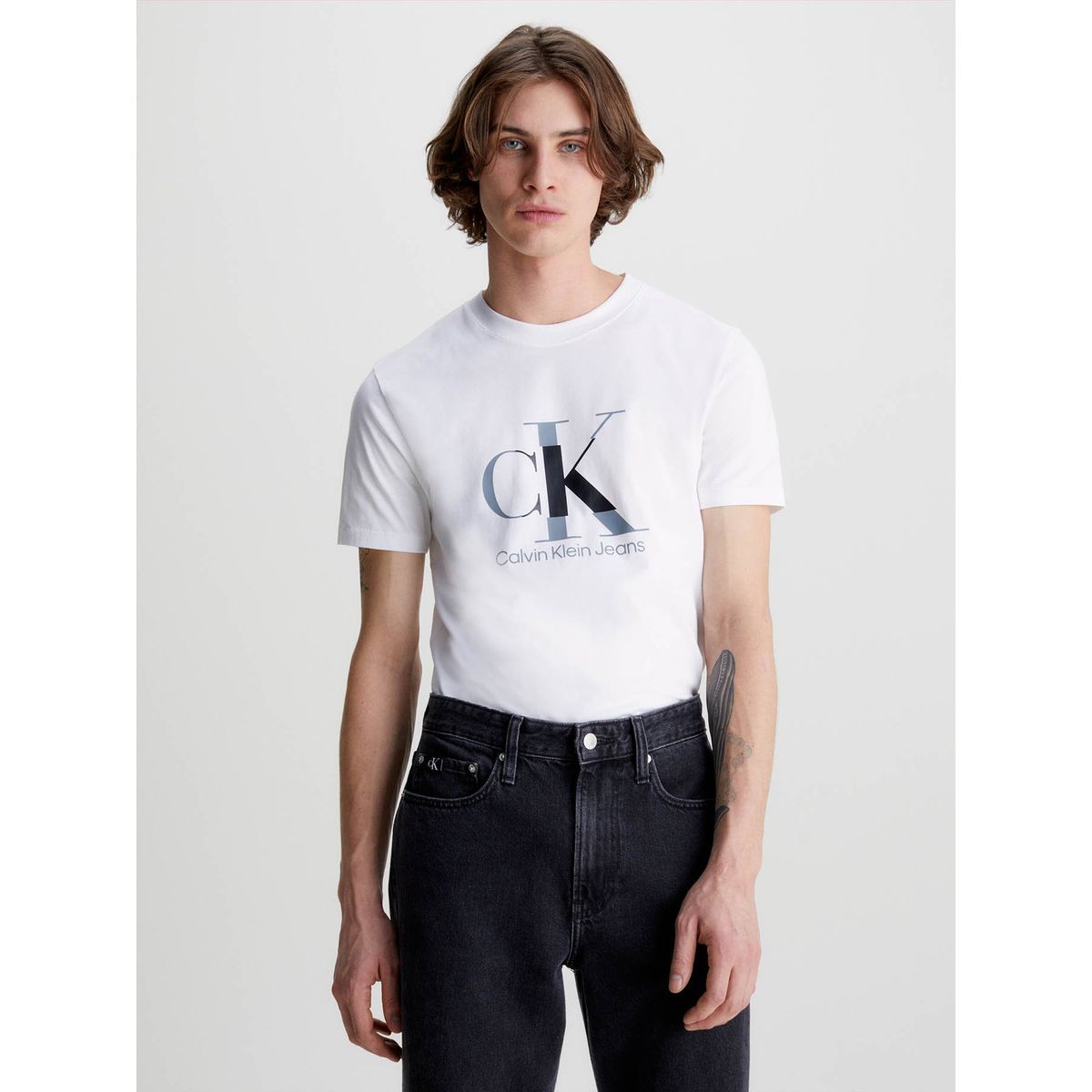 CALVIN KLEIN - Camiseta slim con monograma Blanco Calvin Klein