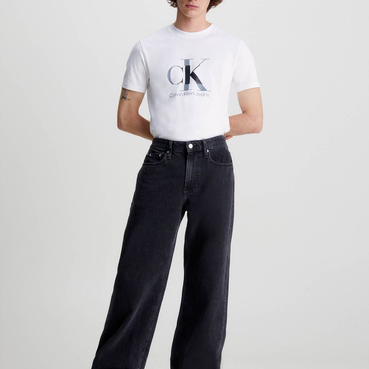 CALVIN KLEIN - Camiseta slim con monograma Blanco Calvin Klein