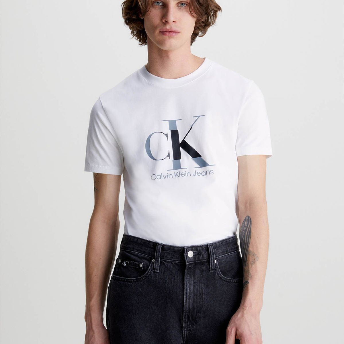 CALVIN KLEIN - Camiseta slim con monograma Blanco Calvin Klein