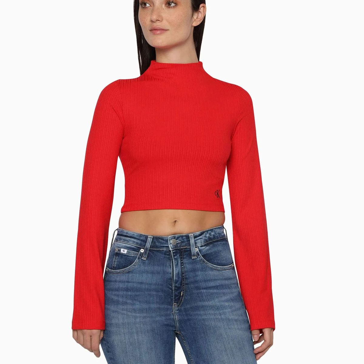 CALVIN KLEIN - Camisate corta con manga largas acampanadas Rojo Calvin Klein