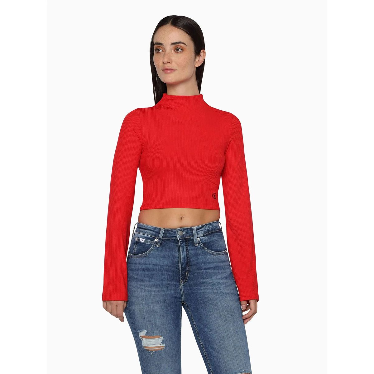 CALVIN KLEIN - Camisate corta con manga largas acampanadas Rojo Calvin Klein