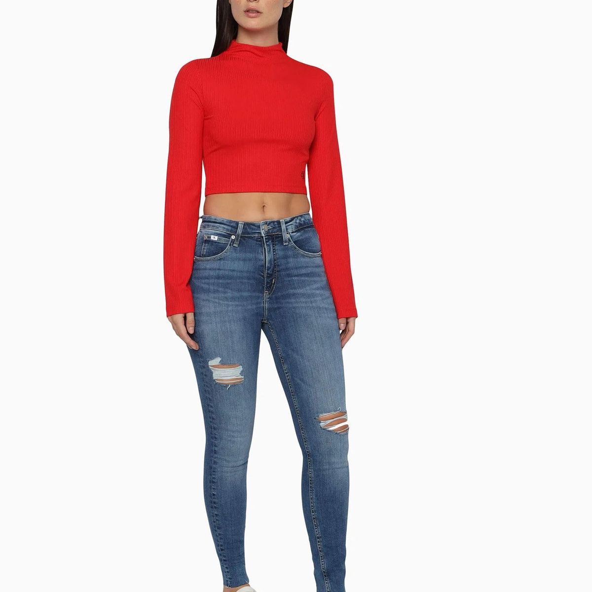 CALVIN KLEIN - Camisate corta con manga largas acampanadas Rojo Calvin Klein