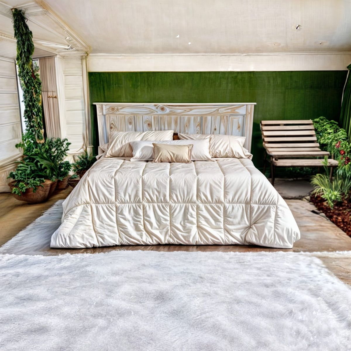 TAIKKEE - RESPALDO DE CAMA RUSTICO TAMAÑO KING BLANCO ALBAYALDE