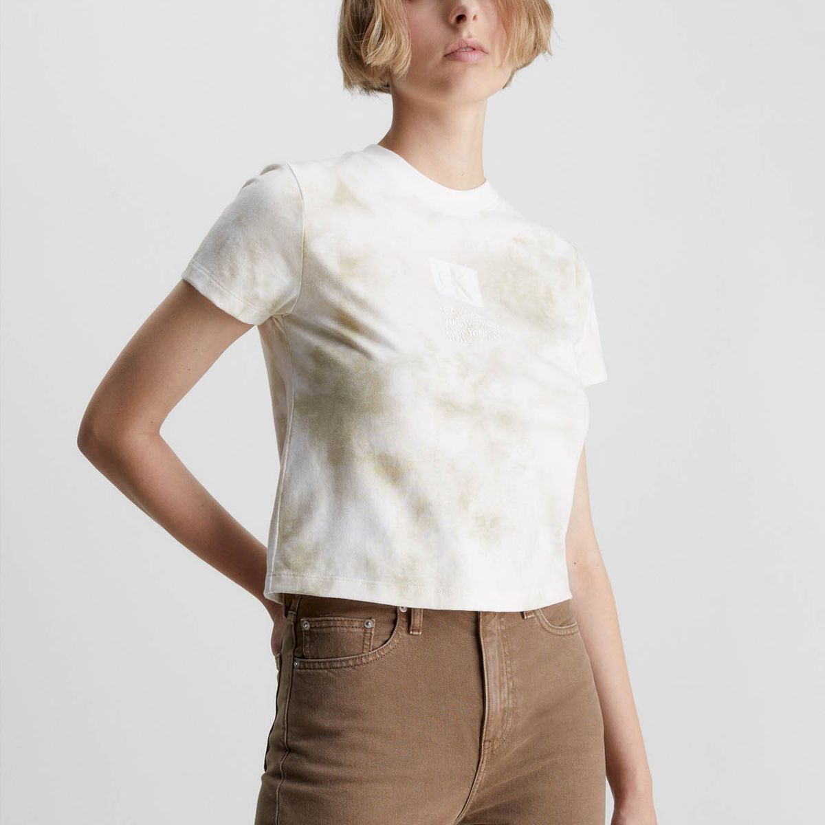 CALVIN KLEIN - Camiseta slim tie dye Blanco Calvin Klein