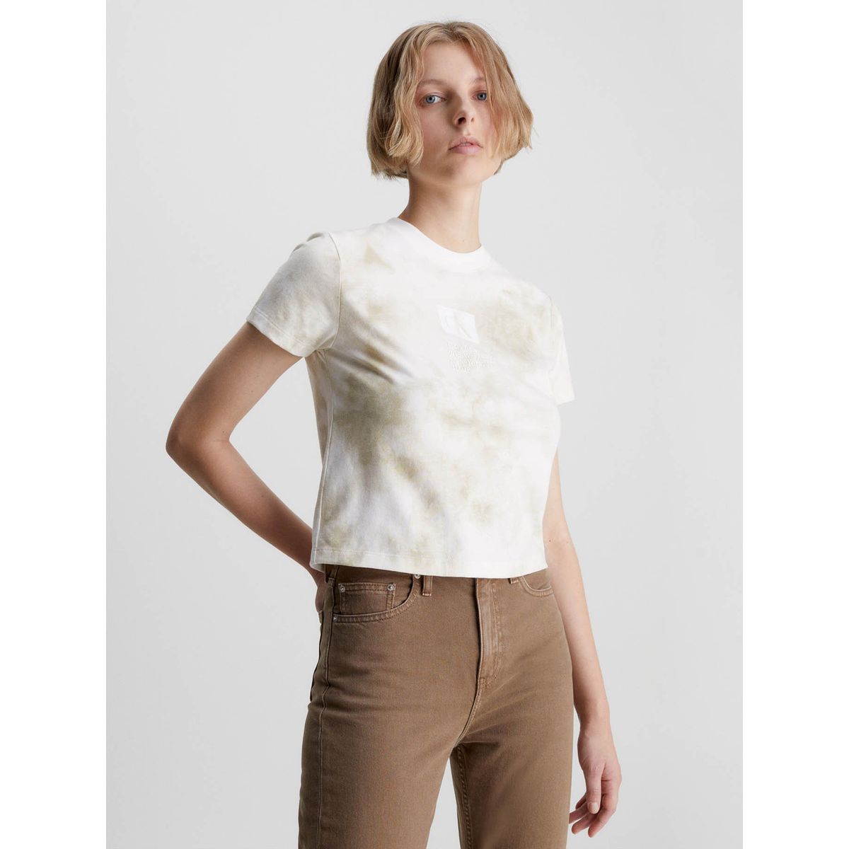 CALVIN KLEIN - Camiseta slim tie dye Blanco Calvin Klein