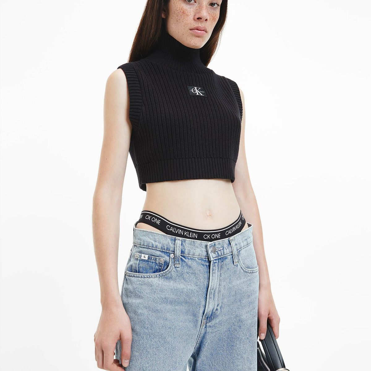 CALVIN KLEIN - Suéter corto sin mangas Negro Calvin Klein