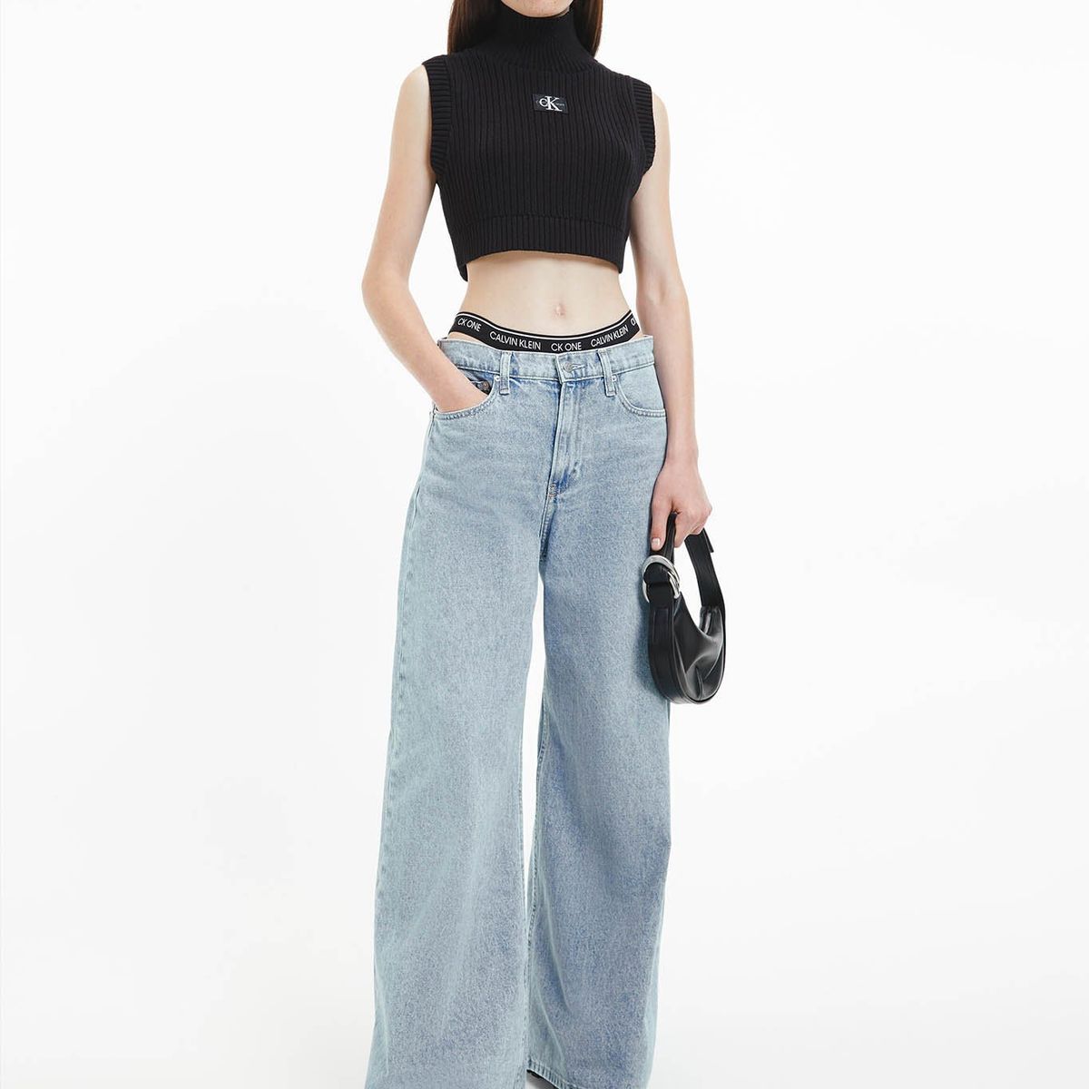 CALVIN KLEIN - Suéter corto sin mangas Negro Calvin Klein