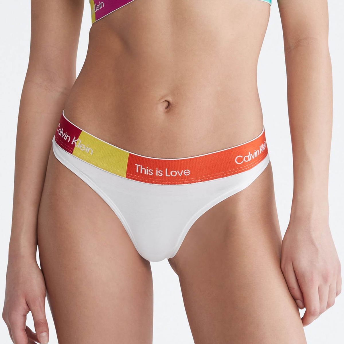 CALVIN KLEIN - Tanga con logo Blanco Calvin Klein