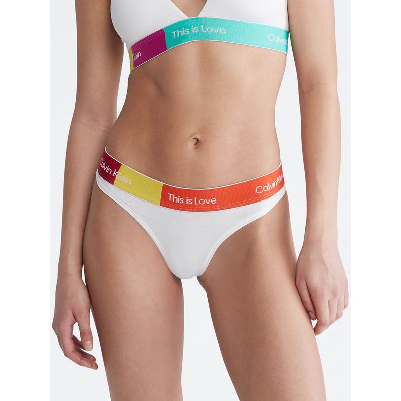 CALVIN KLEIN - Tanga con logo Blanco Calvin Klein