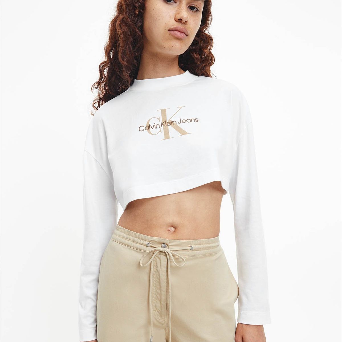 CALVIN KLEIN - Camiseta corta de manga larga con logo Blanco Calvin Klein