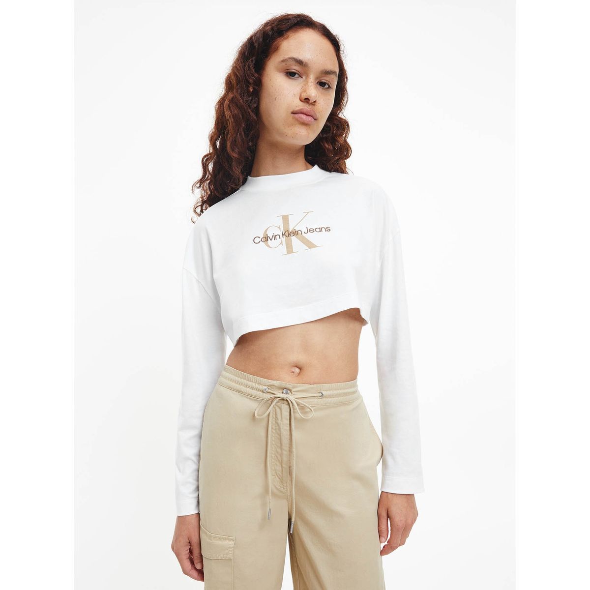 CALVIN KLEIN - Camiseta corta de manga larga con logo Blanco Calvin Klein