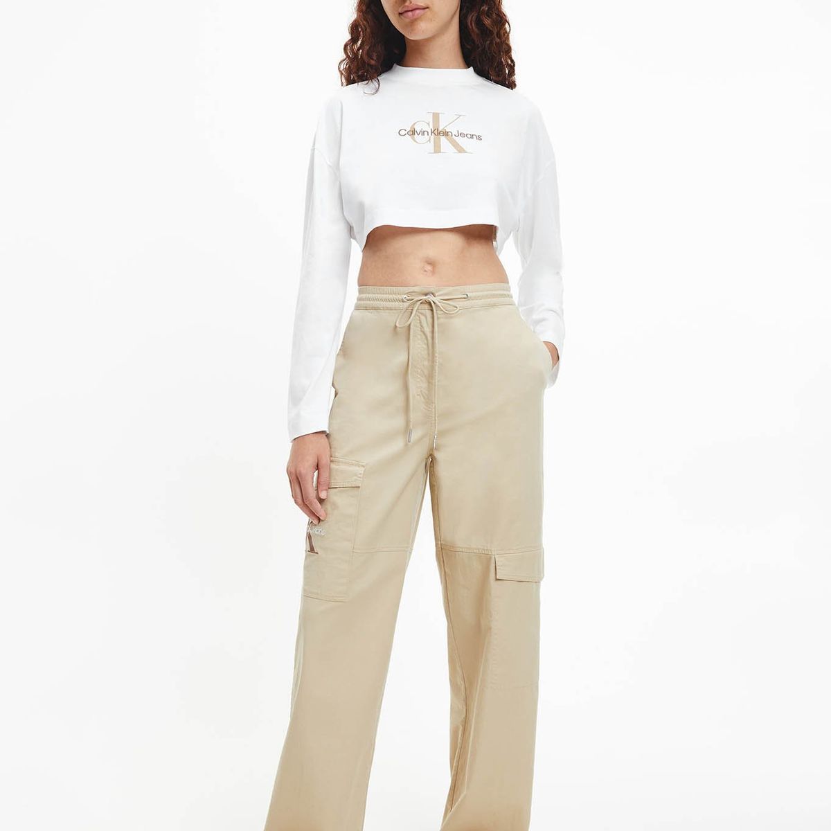 CALVIN KLEIN - Camiseta corta de manga larga con logo Blanco Calvin Klein