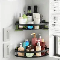 Negro Esquinero Organizador Ducha Baño Estante Set 2 Pcs