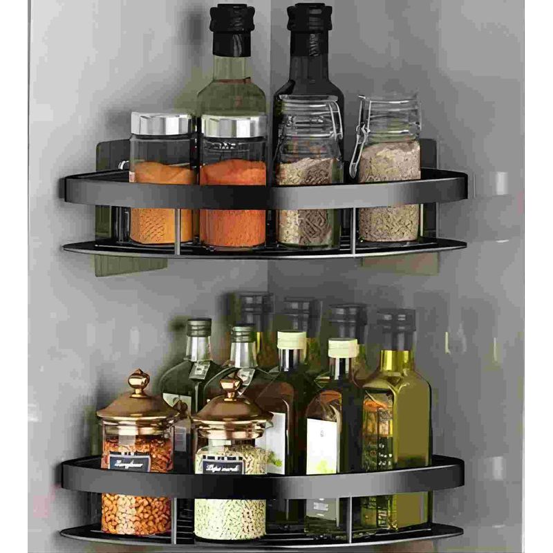 AIZO - Negro Esquinero Organizador Ducha Baño  Estante Set 2 Pcs
