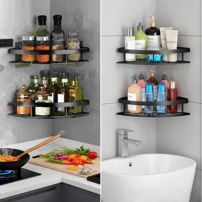 Imagen 2 del producto Negro Esquinero Organizador Ducha Baño Estante Set 2 Pcs