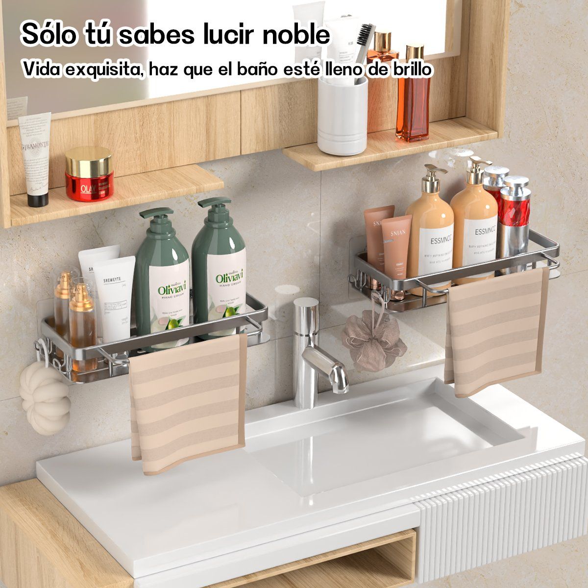 AIZO - Palta Esquinero De Ducha Organizador Baño Repisa Shampoo Toalla