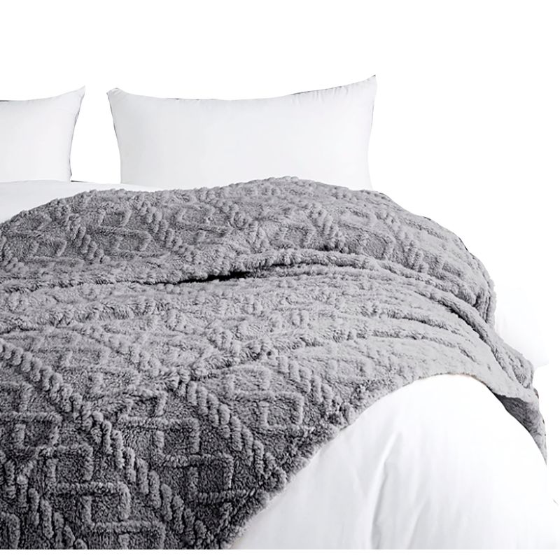 GENERICO - Frazada Jacquard / 2 plazas / con forro polar de sherpa