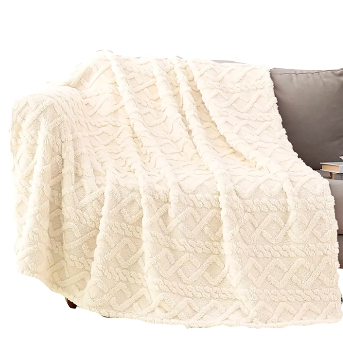 GENERICO - Frazada Jacquard / 2 plazas / con forro polar de sherpa