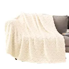 GENERICO - Frazada Jacquard / 2 plazas / con forro polar de sherpa
